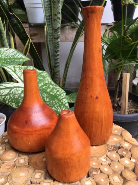 istock Beautiful mahogany Wooden Vase 1301496765