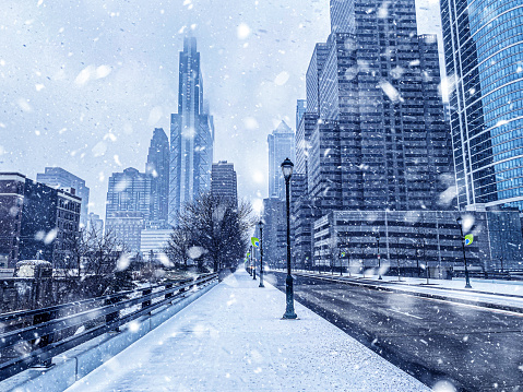 Winter in Philadelphia city