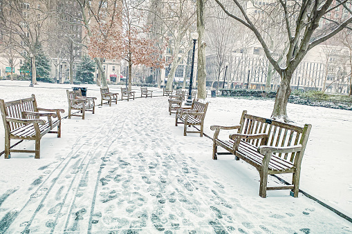 Snowy Rittenhouse Park in Philadelphia