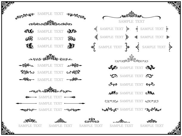 europäische klassische stil überschrift dekoration symbol-set - parentheses stock-grafiken, -clipart, -cartoons und -symbole