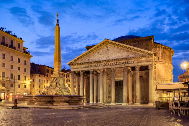panteon, rzym sztuki pięknej - ancient rome rome fountain pantheon rome zdjęcia i obrazy z banku zdjęć