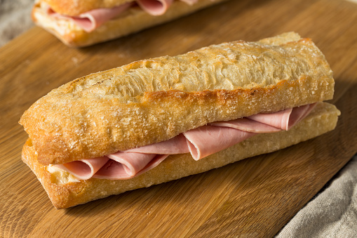 Homemade French Ham Jambon Beurre Sandwich with Butter
