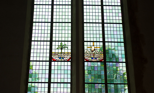 Workum, Friesland, Netherlands: St. Gertrude Church Interior Stained Glass