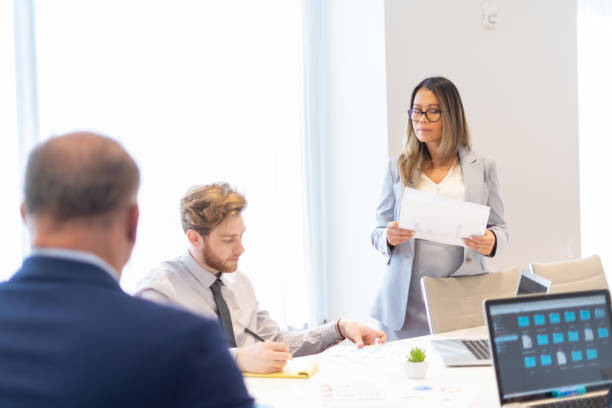 istock Office employee having a meeting with their team 1301516357