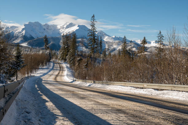 istock scenic mountain road in winter scenery 1301530632