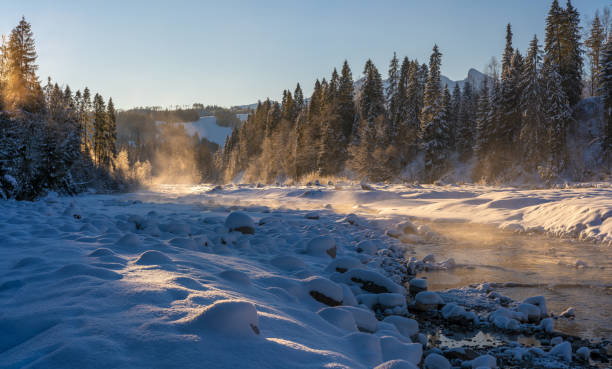 istock Alpine river on an extremely cold winter morning 1301530636