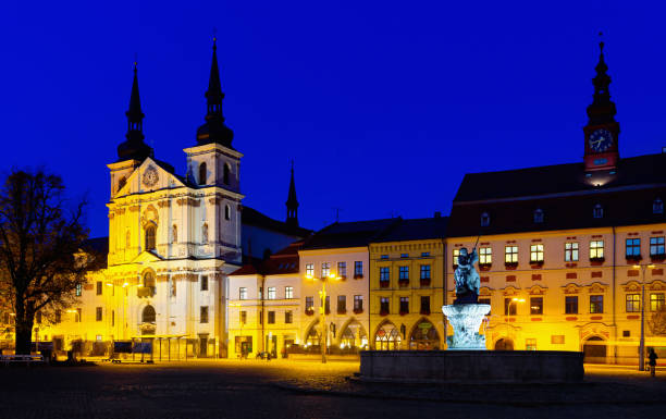 Jihlava main square at twilight, Czech Republic