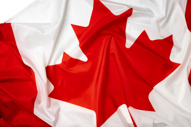 istock Rippled textile flag of Canada close up 1301539813