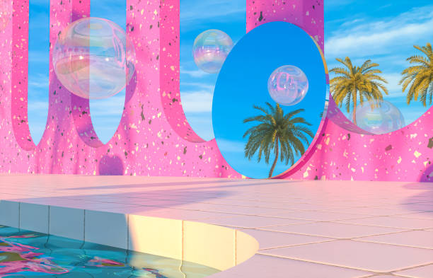 istock Abstract summer beach scene with swimming pool background. 1301546671