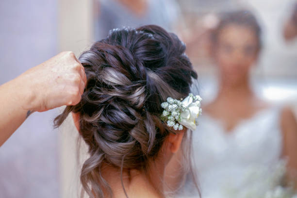 Getting ready for the happiest day of her life Getting ready for the happiest day of her life bridal hair stock pictures, royalty-free photos & images