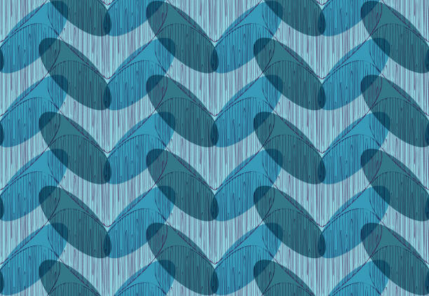 istock Vector geometrical seamless pattern with creative shapes of heart, ellipse. Illustration in blue transeparency mode 1301548447