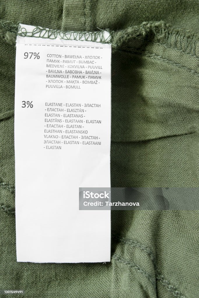 Fabric Function Label Fabric Composition Label Stock Photo - Download Image Now - Border ...