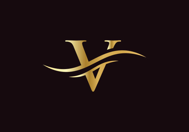 ilustrações de stock, clip art, desenhos animados e ícones de elegant and stylish v logo design for your company. rk letter logo design. v logo for luxury branding. - letra v