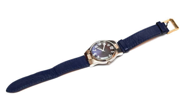 istock Blue wristwatch isolated on a white background 1301552910
