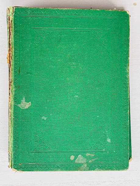 istock Old green book 19th century, back page 1301554571