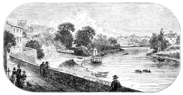 ilustrações, clipart, desenhos animados e ícones de vista de chester sobre o rio dee - dee river illustrations