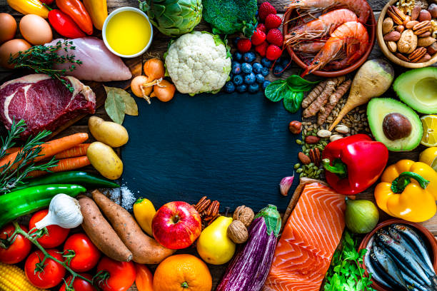 istock Paleo diet healthy food frame 1301565401