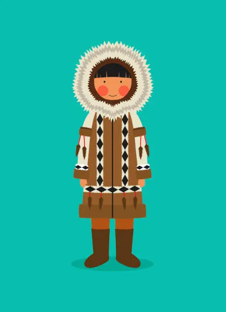 Vector illustration of Alaskan national costume for women