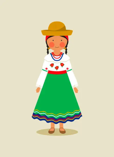 Vector illustration of Ecuadorian national costume for women