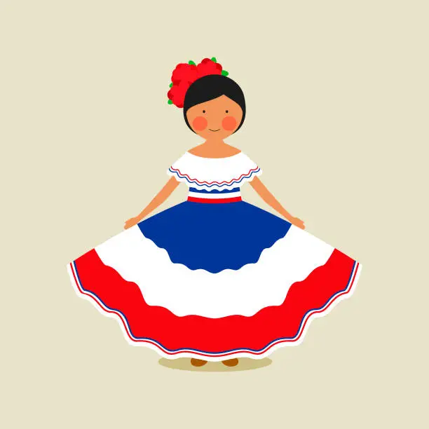 Vector illustration of Dominican national costume for women