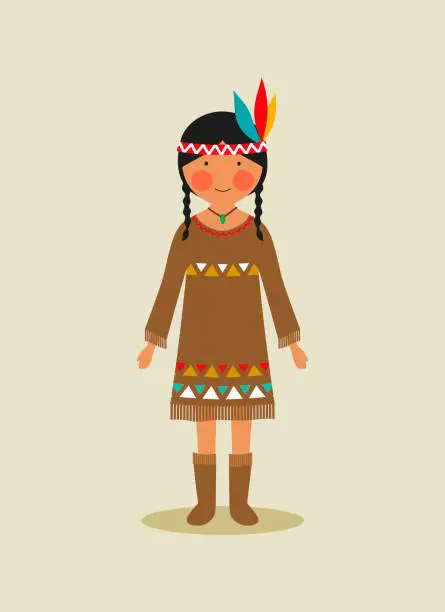 Vector illustration of Native American national costume for women