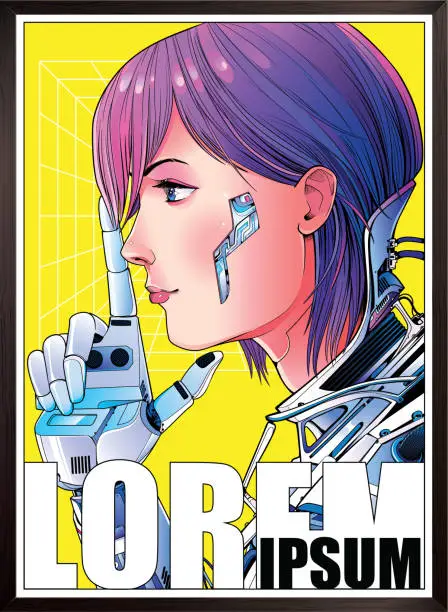 Vector illustration of Cyberpunk sci-fi Poster