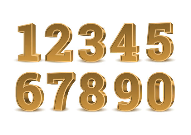 ゴールド 3d 番号。 - number 4 gold number three dimensional shape点のイラスト素材／クリップアート素材／マンガ素材／アイコン素材