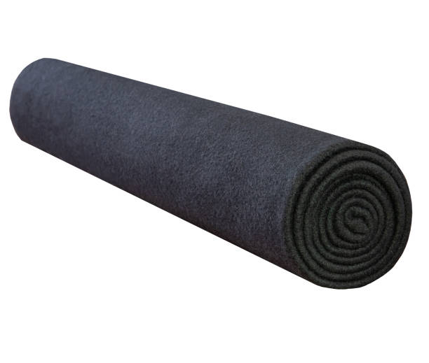 Fleece or polar blanket roll. Black yoga blanket.