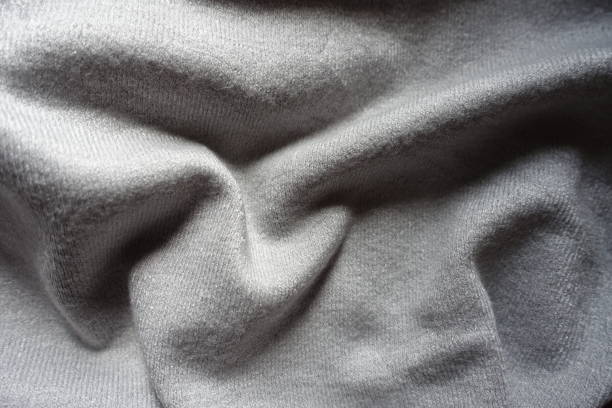 istock Rumpled simple gray jersey cotton fabric from above 1301574169