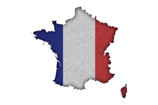istock Map and flag of France on felt 1301576858