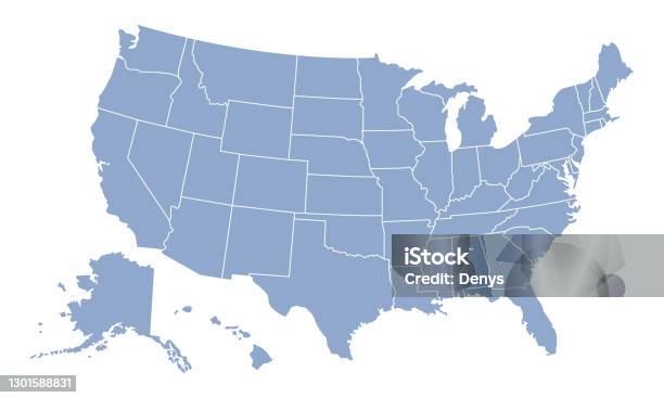 미국 지도 미국 빈 지도 템플릿입니다 미국 지도 배경 개요 벡터 일러스트레이션 미국에 대한 스톡 벡터 아트 및 기타 이미지 - 미국, 지도, 벡터