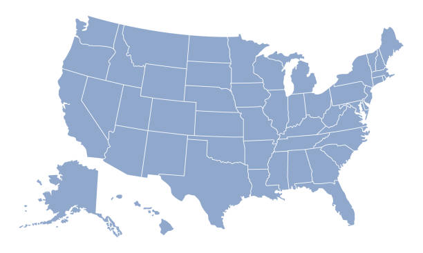 mapa stanów zjednoczonych ameryki. szablon pustej mapy w usa. zarysy tła mapy usa. ilustracja wektorowa - usa stock illustrations