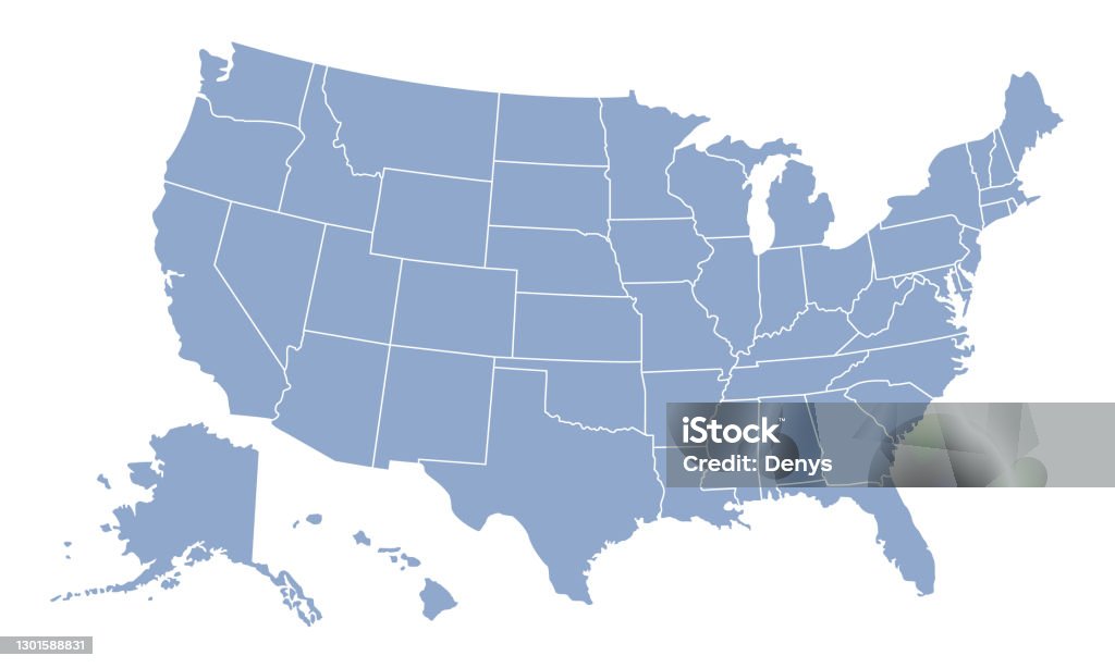 Amerika Birleşik Devletleri haritası. ABD boş harita şablonu. ANAHAT ABD harita arka plan. Vektör illüstrasyon - Royalty-free ABD Vector Art