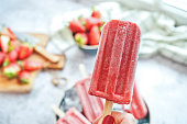 Homemade Strawberry Ice Cream on Stick