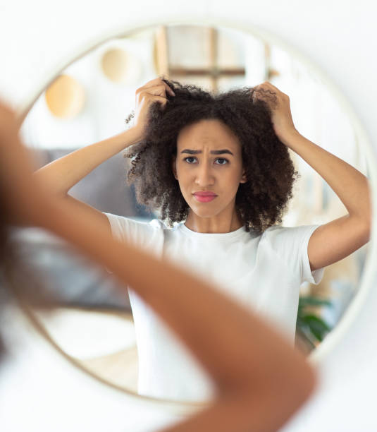 istock Problems with hairstyle, dry and brittle hair 1301591087