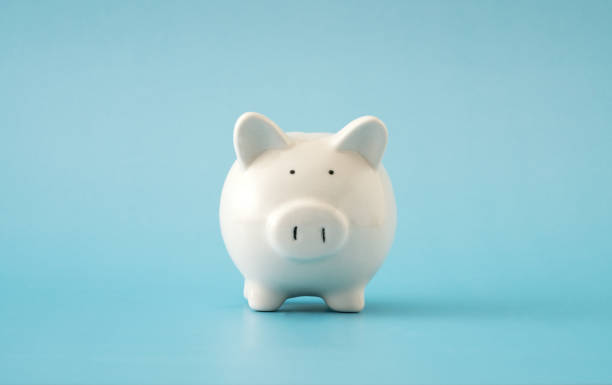 istock Piggy Bank on blue background 1301595745