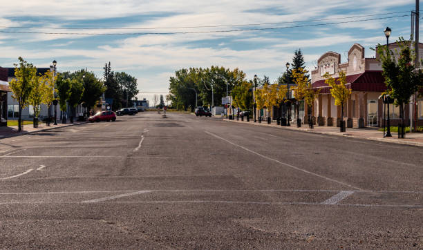 Historic rail station in Bieseker, Alberta, Canada