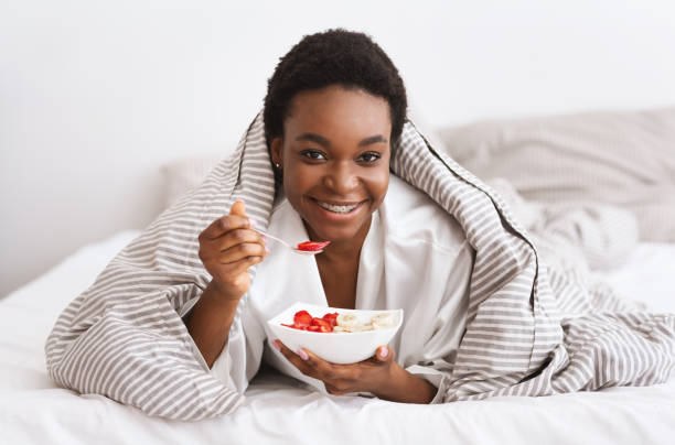 istock Body, beauty and healthy care and breakfast at weekend 1301604721
