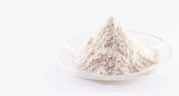 istock Pile of calcium sulfate on white background, known as micronized alabaster or micronized plaster 1301608231