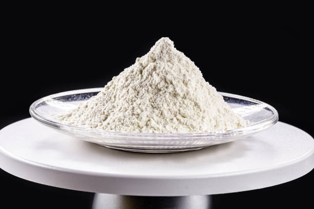 istock Pile of calcium sulfate on white background, known as micronized alabaster or micronized plaster 1301608248