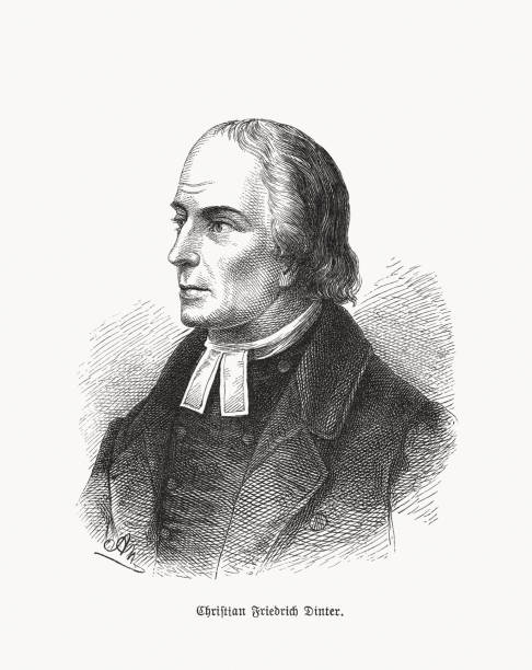 Gustav Friedrich Dinter (1760-1831), German pedagogue, wood engraving, published 1893 Christian Gustav Friedrich Dinter (1760 - 1831) - German pedagogue, protestant theologian and author. Wood engraving, published in 1893. christian free black and white drawing stock illustrations