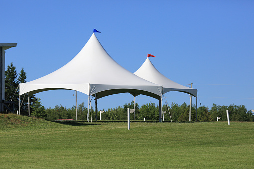 Large festival tent where a music festival will be occurring.