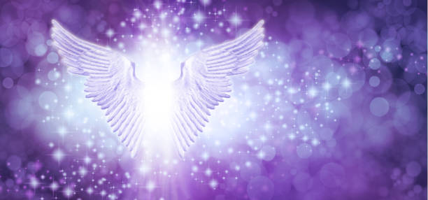 istock Beautiful purple blue sparkle Angel Wings Message Board 1301614080