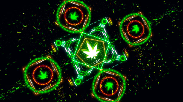 istock Neon cannabis leaf sign. Retro style illustration of Cannabis plant. 1301616811