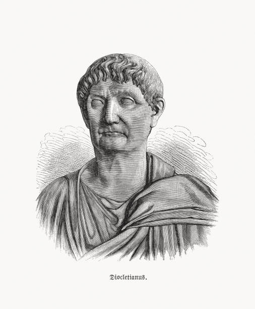 dioklecjan (ok. 244-311), cesarz rzymski, grawerowanie drewna, opublikowane w 1893 - emperor stock illustrations