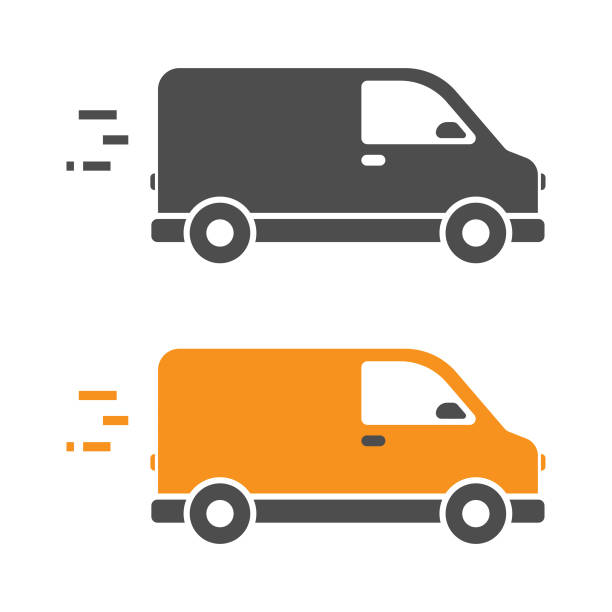 ilustrações de stock, clip art, desenhos animados e ícones de fast delivery icon vector design. - business speed horizontal commercial land vehicle