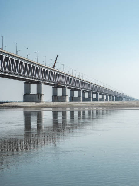 istock Bogibeel bridge - the longest double decker bridge in india. 1301618924