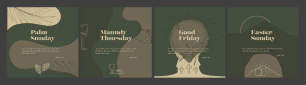 Good Friday & Easter cards Good Friday and Easter cards with bible verse good friday stock illustrations