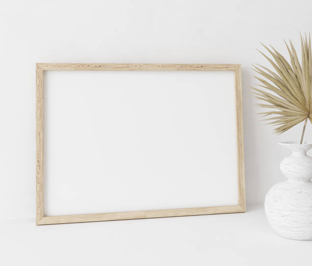 istock Mock up frame close up in home interior background, Boho style 1301622310