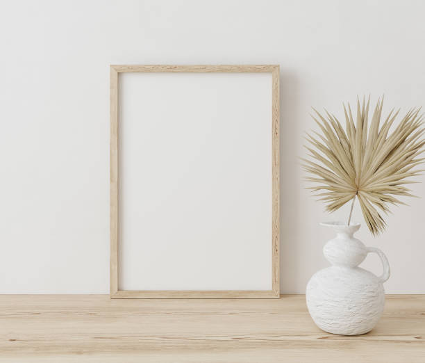 istock Mock up frame close up in home interior background, Boho style 1301622320